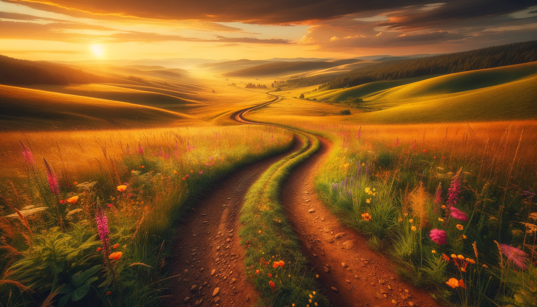 Scenic path through rural land representing owner financing payment journey