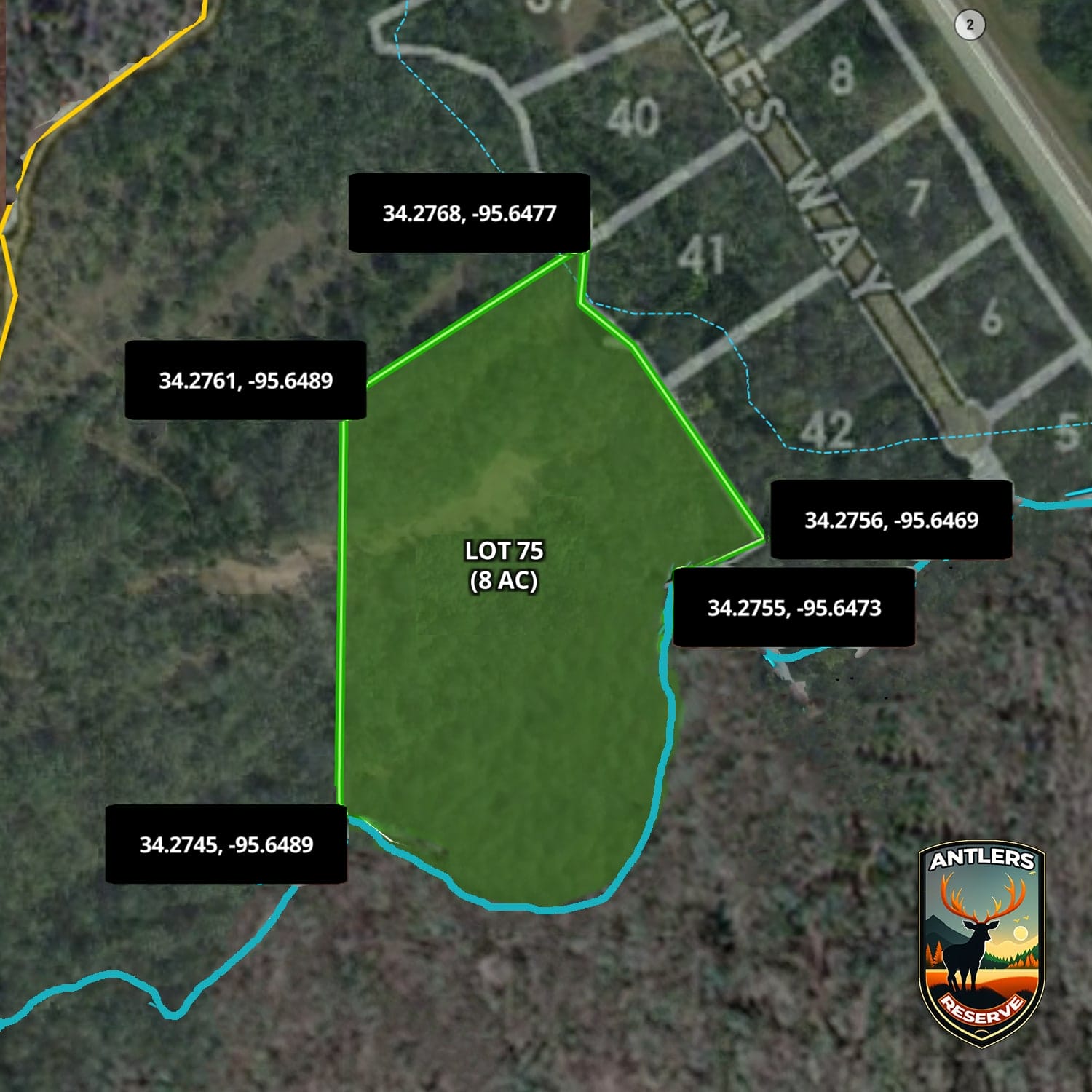 Lot 75 Property Corners - Antlers Reserve -